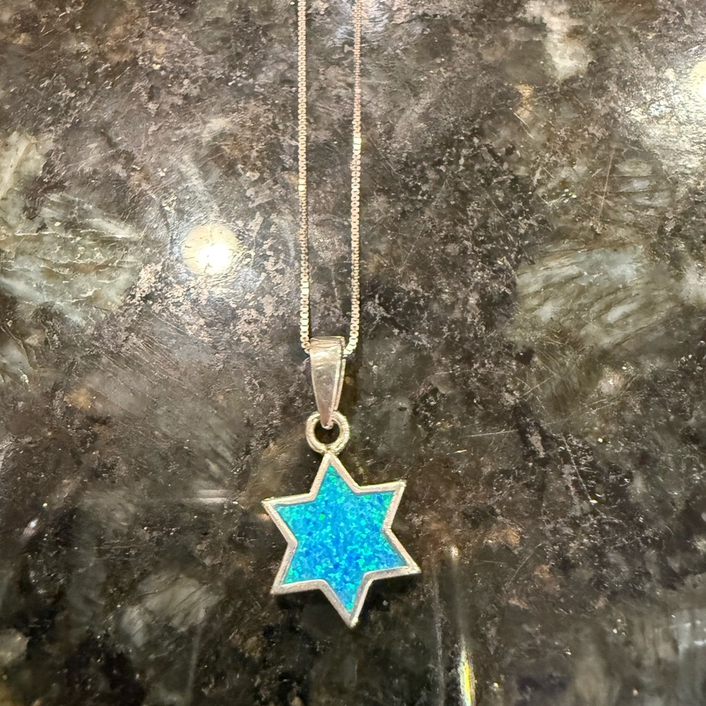 Sterling Silver Star of David, synthetic opal style design